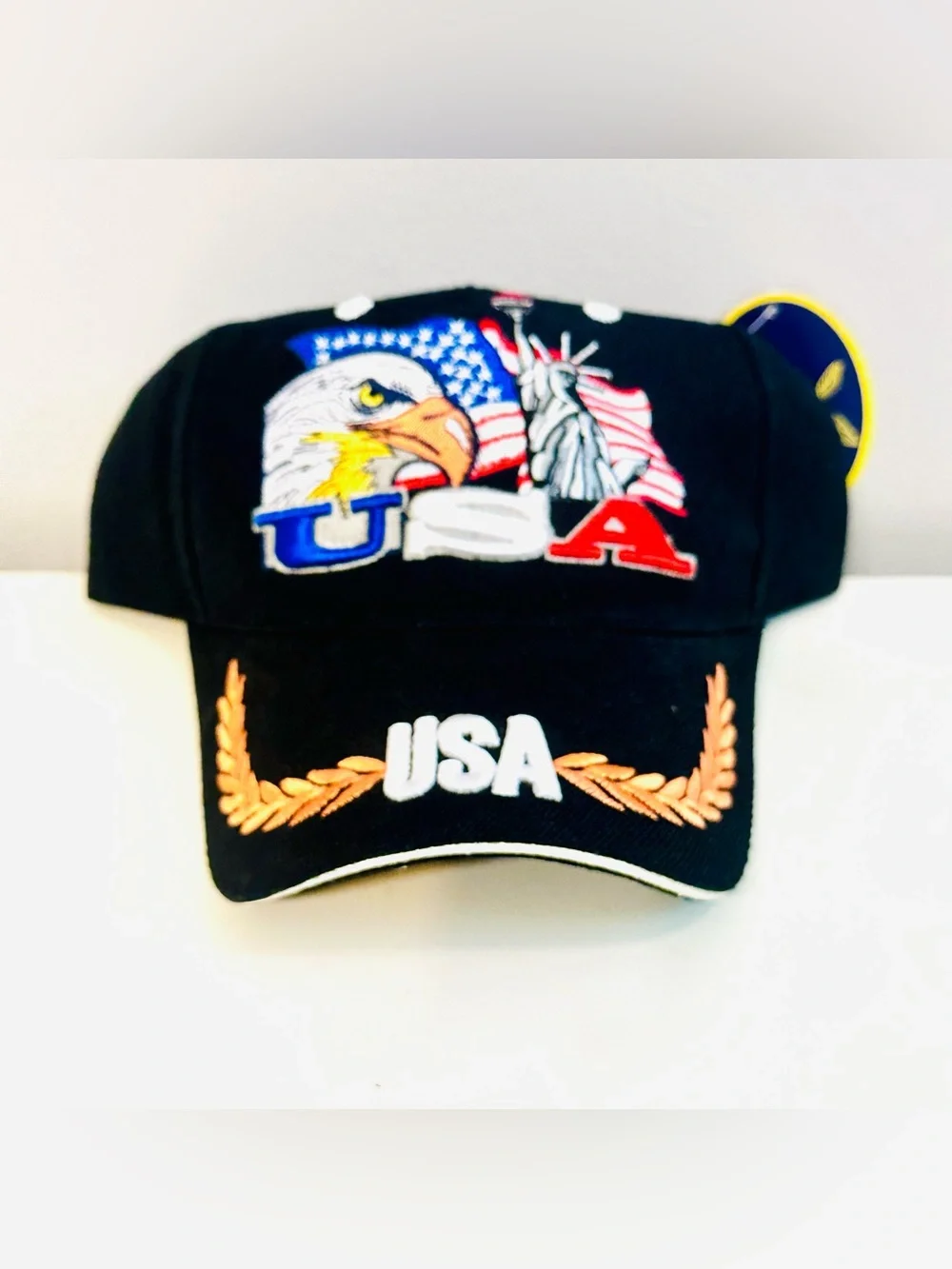 VTG Y2K USA Bald Eagle & Statue of Liberty Embroider Wool Blend Cap OSFM NWT